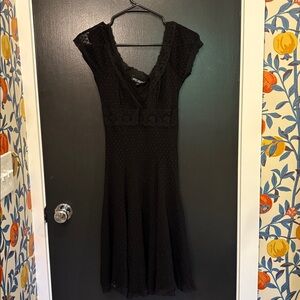 Betsey Johnson Black Lace Polka Dot Dress